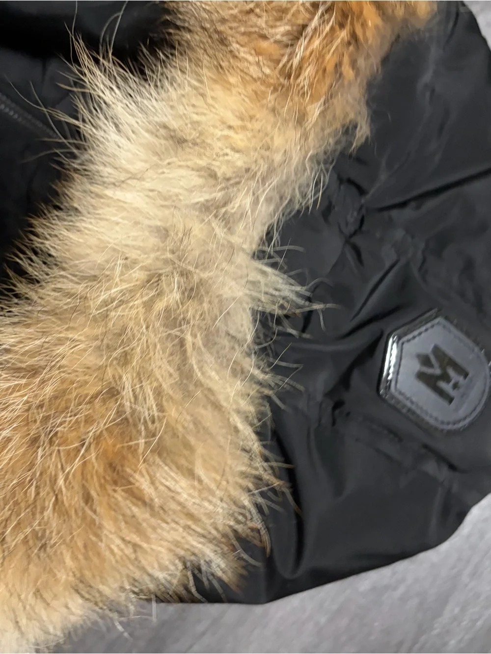 Moose Knuckles Black Parka with Fur-Trim Hood